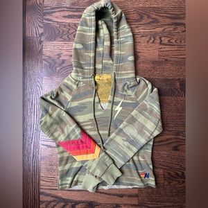 Aviator Nation Camo Bolt cropped hoodie